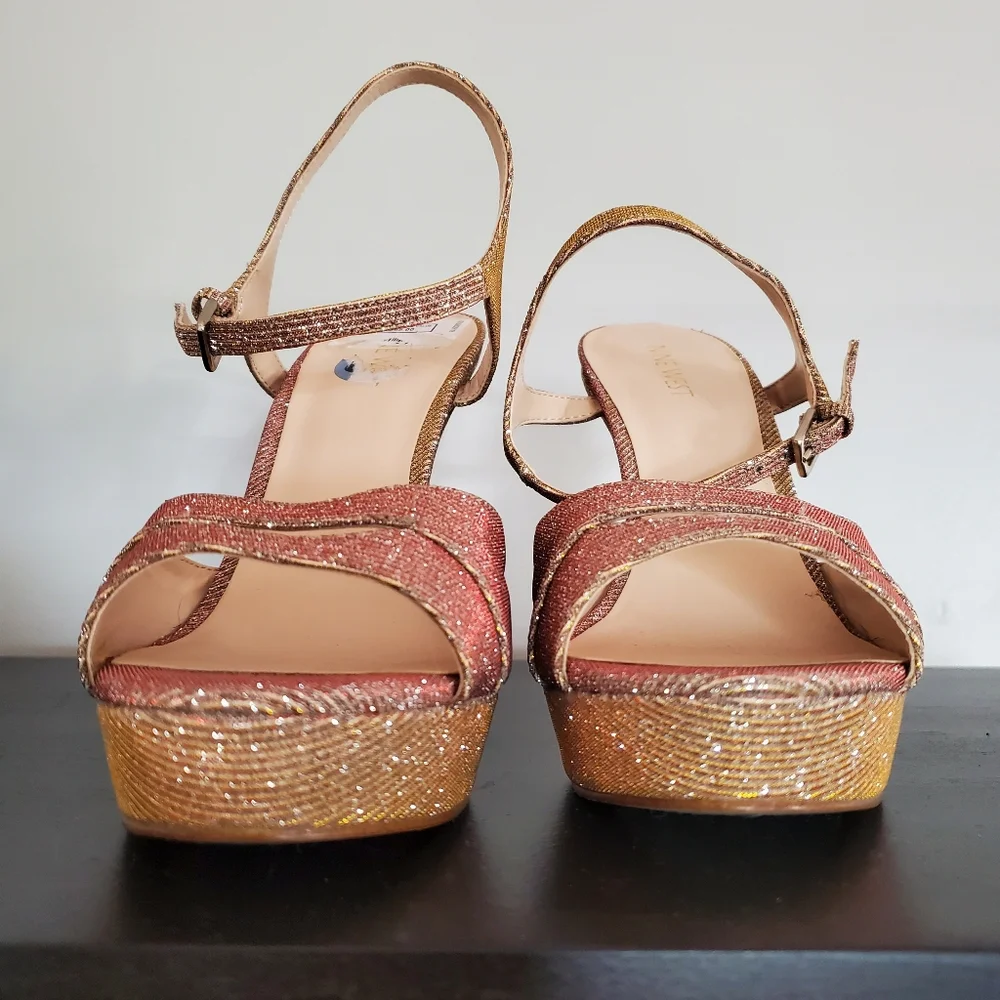 NINE WEST Ditch Him Platform Glitter Heels 8.5